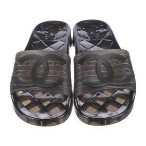 AUTHENTIC Chanel Interlocking CC Logo Rubber Slides